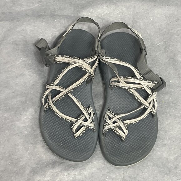 Chaco Z/ Volv X2 Woman's 10 Wide Black Gray Strappy Sandals Toe Loop - Picture 5 of 7